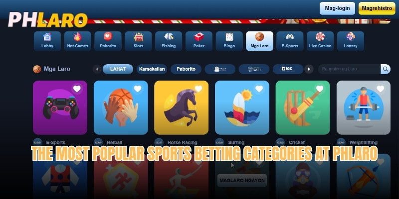 The most popular Sports betting categories at Phlaro